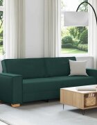 vidaXL 3-местен диван Тъмен зелен 220 cm текстил