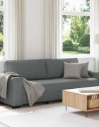 vidaXL 3-местен диван тъмносив 220x77x82 см плат