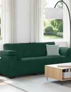 vidaXL 3-местен диван тъмнозелен 220x77x82 см кадифе