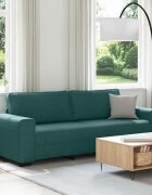 vidaXL 3-местен диван тъмнозелен 220x77x82 см плат