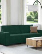 vidaXL 3-местен диван тъмнозелен 220x78x84 см кадифе