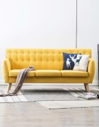 vidaXL 3-местен диван тапицерия от текстил 172x70x82 см жълт