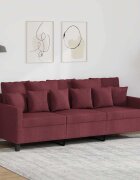 vidaXL 3-местен диван Виненочервен 180 см плат