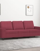 vidaXL 3-местен диван Виненочервен 180 см плат
