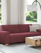 vidaXL 3-местен диван Виненочервен 220 cm текстил