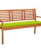 vidaXL 3-местна градинска пейка с възглавница 150 cм евкалипт масив