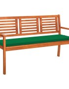 vidaXL 3-местна градинска пейка с възглавница 150 cм евкалипт масив