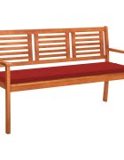 vidaXL 3-местна градинска пейка с възглавница 150 cм евкалипт масив