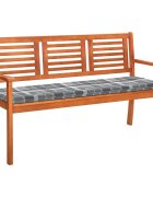 vidaXL 3-местна градинска пейка с възглавница 150 cм евкалипт масив
