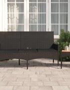vidaXL 3-местна градинска пейка с възглавници черна полиратан