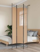 vidaXL 3-панелен параван Бежово 120 x 220 cm Текстил
