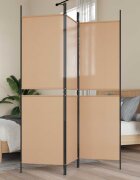 vidaXL 3-панелен параван Бежово 150 x 180 cm Текстил