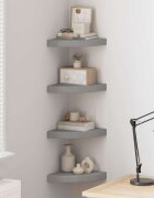 vidaXL 323903 Floating Corner Shelves 4 pcs Grey 25x25x38 cm MDF