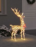vidaXL 3D елен 140 LED светодиода Топло бяло 128 см PET