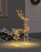 vidaXL 3D елен 140 LED светодиода Топло бяло 70 x 41 x 128 см Ратан