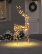 vidaXL 3D елен 250 LED светодиода Топло бяло 180 cm Ратан