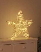 vidaXL 3D звезда 50 LED светодиода Топло бяло 55 x 52.5 x 9 см Ратан