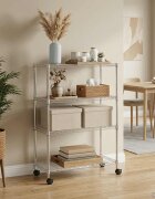 vidaXL 4-етажен стелаж за съхранение с колела 90x35x142 см хром 200 кг