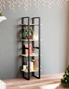 vidaXL 4-етажна библиотека 40x30x140 см борово дърво масив