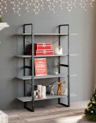 vidaXL 4-етажна библиотека бетонно сив 100x30x140 см инженерно дърво
