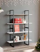 vidaXL 4-етажна библиотека бял 100x30x140 см инженерно дърво