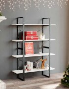 vidaXL 4-етажна библиотека бяла 100x30x140 см борово дърво масив