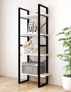 vidaXL 4-етажна библиотека бяла 60x30x140 см борово дърво масив