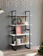 vidaXL 4-етажна библиотека бяла 80x30x140 см борово дърво масив