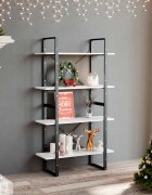 vidaXL 4-етажна библиотека бяла 80x30x140 см инженерно дърво