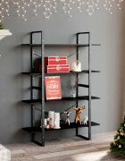 vidaXL 4-етажна библиотека черна 100x30x140 см инженерно дърво