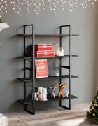 vidaXL 4-етажна библиотека сива 100x30x140 см инженерно дърво