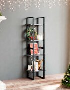 vidaXL 4-етажна библиотека сива 40x30x140 см борово дърво масив