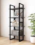 vidaXL 4-етажна библиотека сива 60x30x140 см борово дърво масив