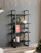 vidaXL 4-етажна библиотека сива 80x30x140 см инженерно дърво