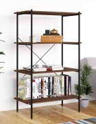 vidaXL 4-етажна етажерка черно и естествено 80x40x130 см