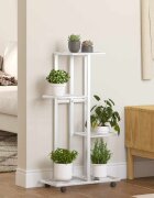 vidaXL 4-етажна стойка за цветя на колела 44x23x80 см бяла желязо