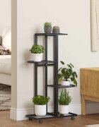 vidaXL 4-етажна стойка за цветя на колела 44x23x80 см черна желязо
