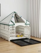 vidaXL 4 панелна клетка за кучета с покрив 122 x 1065 x 82 см Бяло