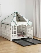 vidaXL 4 панелна клетка за кучета с покрив 1775 x 1545 x 112 см Бяло