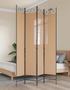 vidaXL 4-панелна преграда Бежово 160 x 220 cm Текстил