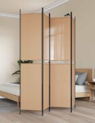 vidaXL 4-панелна преграда Бежово 200 x 220 cm Текстил