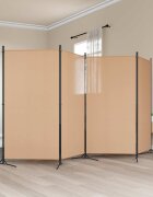 vidaXL 4-панелна преграда Бежово 346 x 180 cm Текстил