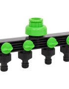 vidaXL 4-посочен адаптер за кран зелен и черен 195x6x11 см ABS и PP