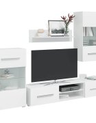 vidaXL 5 броя ТВ шкафове с LED осветление Мат бяло инженерно дърво