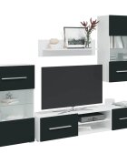 vidaXL 5 броя ТВ шкафове с LED осветление Мат Индиго инженерно дърво