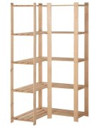 vidaXL 5-етажен ъглов стелаж 825x825x170 см бор масив