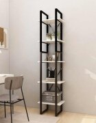 vidaXL 5-етажна библиотека бяла 40x30x175 см борово дърво масив