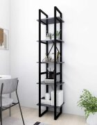 vidaXL 5-етажна библиотека сива 40x30x175 см инженерна дървесина