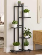 vidaXL 5-етажна стойка за цветя на колела 44x23x100 см черна желязо