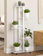 vidaXL 5-етажна стойка за цветя с колелца 44x23x100 см бяло желязо
